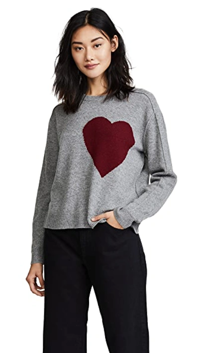 Robert Rodriguez Heart Crewneck Wool-cashmere Pullover Sweater In Grey