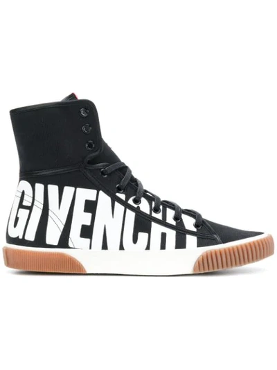 Givenchy Woman Printed Canvas High-top Sneakers Black