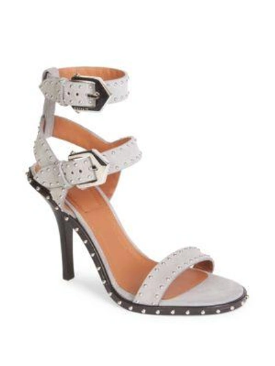 Givenchy Embellished Suede Ankle-strap Sandals In Pearl Grey