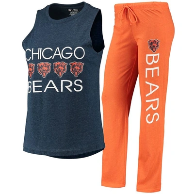 Concepts Sport Women's  Orange, Navy Chicago Bears Muscle Tank Top And Pants Sleep Set In Orange,navy