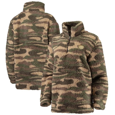 G-iii 4her By Carl Banks Camo Chicago Cubs Sherpa Quarter-zip Jacket