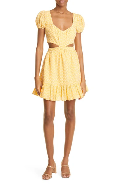 Likely Isabella Embroidered Eyelet Cutout Cotton Dress In Yellow