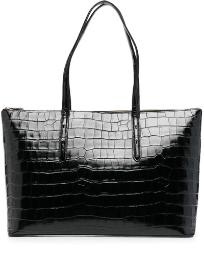 Aspinal Of London Regent Crocodile-effect Tote Bag In Black