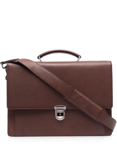 Aspinal Of London City Leather Laptop Bag In Brown
