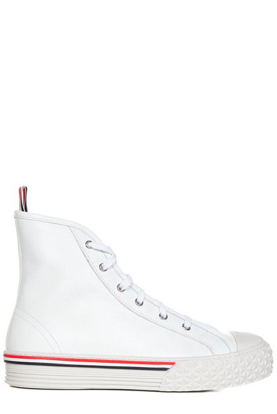 Thom Browne Tricolour Leather High-top Trainers In White