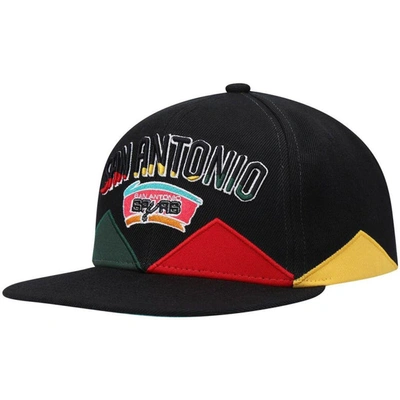 Mitchell & Ness Men's  Black San Antonio Spurs Hardwood Classics Black History Month Snapback Hat