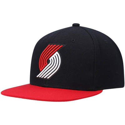 Mitchell & Ness Men's  Black And Red Portland Trail Blazers Team Two-tone 2.0 Snapback Hat In Black,red