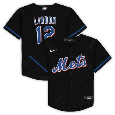 Nike Kids' Toddler  Francisco Lindor Black New York Mets Alternate Replica Player Jersey