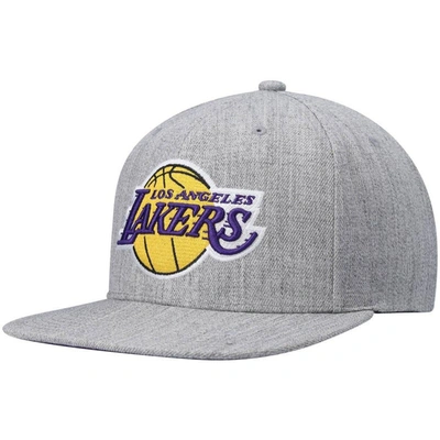 Mitchell & Ness Men's  Heathered Gray Los Angeles Lakers 2.0 Snapback Hat