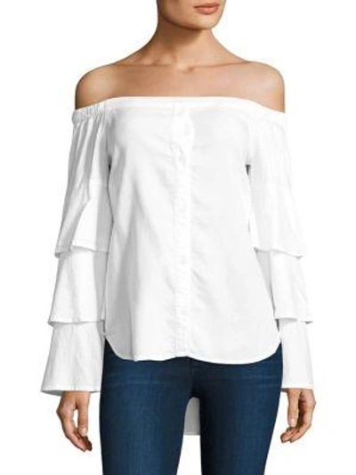 Bella Dahl Off-the-shoulder Ruffle Top In White