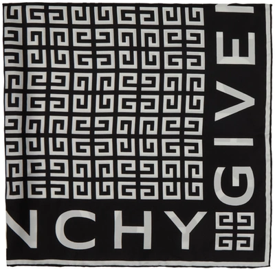Givenchy Black & White 4g Scarf In 100%silk