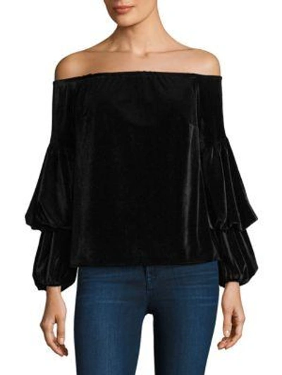 Petersyn Lily Velvet Off-the-shoulder Top In Onyx