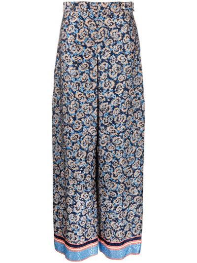 Ferragamo Logo-print Palazzo Pants In Multicolor