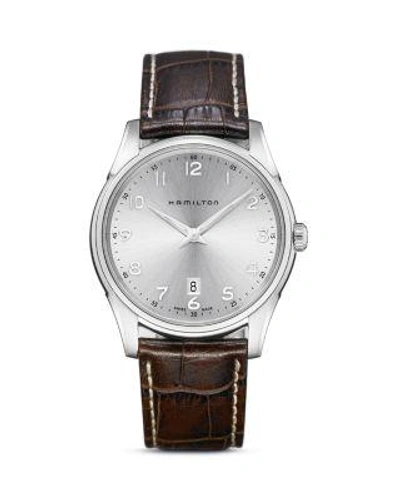 Hamilton Jazzmaster Thinline Leather Strap Watch, 42mm In Silver