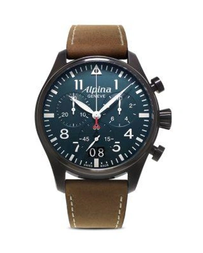 Alpina Startimer Pilot Quartz Chronograph Watch, 44mm In Brown