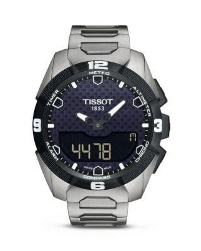 Tissot T-touch Expert Solar Men's Titanium Bracelet Quartz Watch, 45mm In Silver/ Black/ Silver