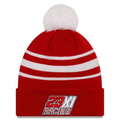 New Era Men's  Red, White Bubba Wallace Door Dash Knit Pom Cuff Beanie In Red,white