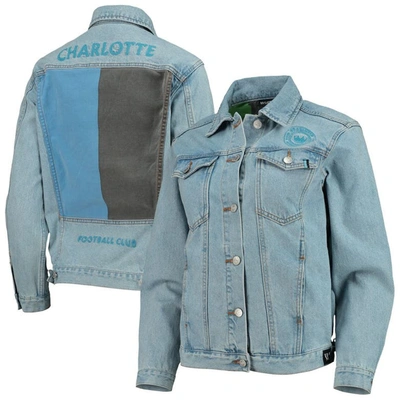 The Wild Collective Blue Charlotte Fc Print Denim Button-up Jacket