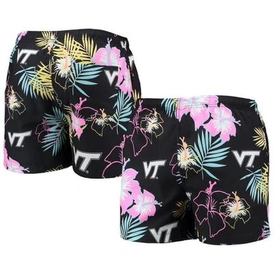 Foco Black Virginia Tech Hokies Neon Floral Swim Trunks