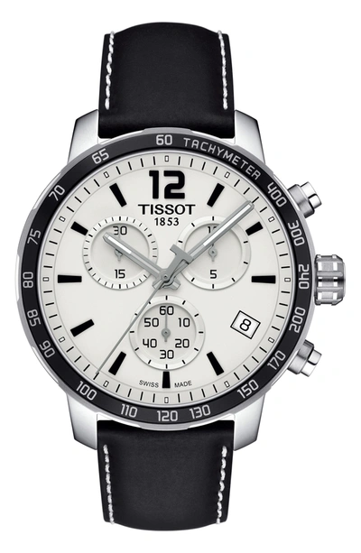 Tissot Quickster Men's Quartz Chronograph Black And Silver Dial Watch, 42mm