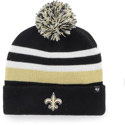 47 ' Black New Orleans Saints State Line Cuffed Knit Hat With Pom
