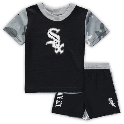 Outerstuff Babies' Newborn And Infant Boys And Girls Black, Chicago White Sox Pinch Hitter T-shirt And Shorts Set