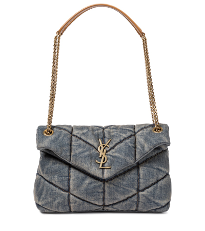 Saint Laurent Small Puffer Loulou Chain Shoulder Bag In Rodeo Blue