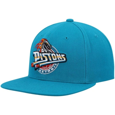 Mitchell & Ness Men's  Teal Detroit Pistons Hardwood Classics Team Ground 2.0 Snapback Hat