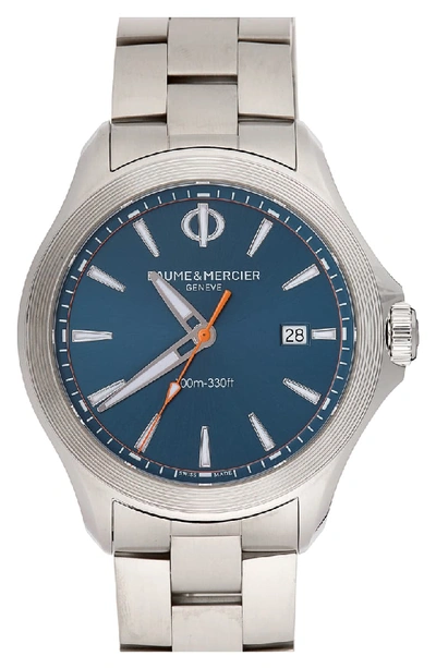 Baume & Mercier Clifton Automatic Bracelet Watch, 42mm In Blue/silver