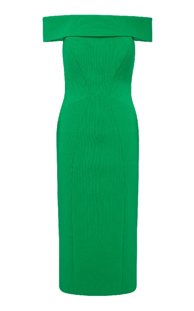 Rachel Gilbert Off-the-shoulder Crepe Cocktail Dress In Green