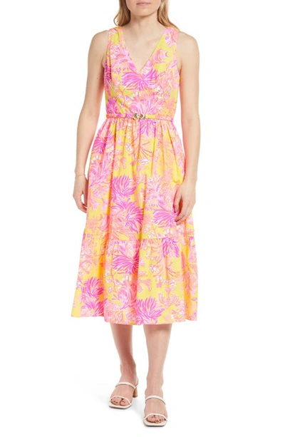Lilly Pulitzer Bri Floral Print Cotton Sundress In Calla Yellow Floral