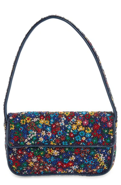 Staud Tommy Beaded Floral Shoulder Bag In Multicolour