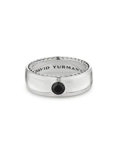 David Yurman Streamline Sterling Silver & Black Diamond Ring In Black/silver