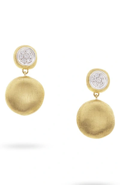 Marco Bicego 18k White & Yellow Gold Diamond Pave Jaipur Link Drop Earrings