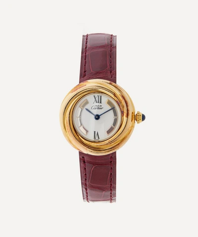 Designer Vintage Turn Of The Century Must De Cartier Vermeil Trinity Watch In Burgundy