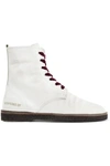 Golden Goose Distressed Leather Ankle Boots In White