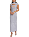 Herve Leger Cutout Mock-neck Recycled Icon Gown In Grey