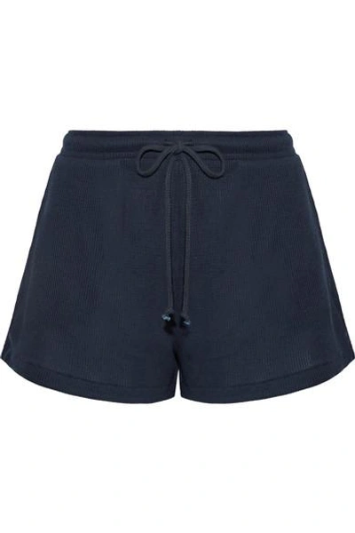 Skin Winona Waffle-knit Cotton Pajama Shorts In Bright Navy