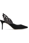 Sophia Webster Angelo Cutout Glittered Leather And Suede Slingback Pumps In Black