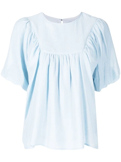 Tout A Coup Short-sleeve Blouse In Blau