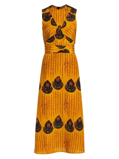 Altuzarra Nuanda Printed Silk-crepe Midi Dress In Marmalade Teardrop