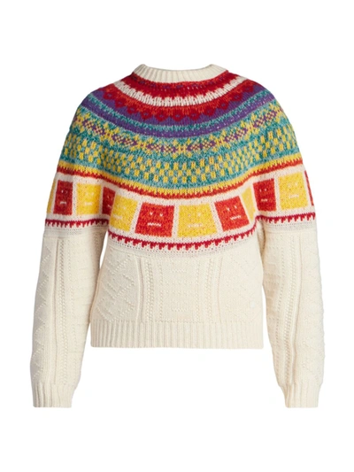 Acne Studios Crewneck Rainbow Face Logo Knitted Sweater In Multi-colour