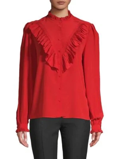 Zadig & Voltaire Taccora Deluxe Ruffled Shirt In Red