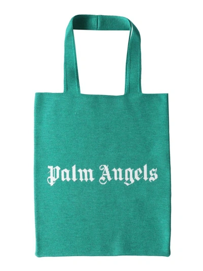 Palm Angels Shopper Bag With Logo In Green