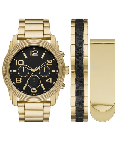 Folio Men's Gold-tone Stainless Steel Bracelet Watch, 48mm Gift Set