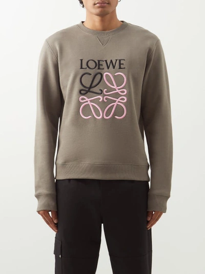 Loewe Anagram-embroidered Cotton-jersey Sweatshirt In Brown