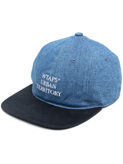 Wtaps T-6h 02 Logo-embroidered Denim And Cotton-twill Baseball Cap In Blue