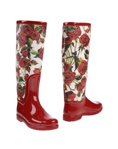 Dolce & Gabbana Knee Boots In Red