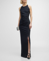 Chiara Boni La Petite Robe Gudrum Halter Ruffle Gown In Black