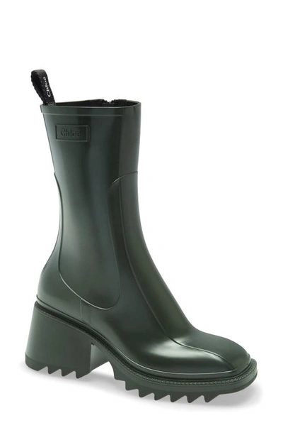 Chloé Betty Rain Boot In Dark Green